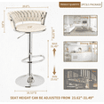 thumbnail image 2 of Beige Velvet Bar Stools Set of 2 - Adjustable Height Swivel Kitchen Stools with Low Back for Dining Room, Breakfast Bar, Home Decor&Entertaining Guests, 2 of 6