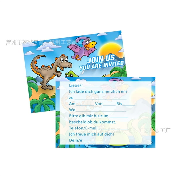 14 tarjetas de invitación para cumpleaños infantil dinosaurios, invitaciones para niños para cumpleaños de niño, invitación de fiesta de cumpleaños para el colegio, dinosaurios