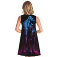 thumbnail image 2 of Bixox Futuristic Purple Panther Print Women's Sleeveless A-Line Dress with Pockets, Casual Knee-Length Tank Dress for Summer-Medium, 2 of 7