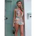 thumbnail image 5 of Cutenew Halter Women Mini Dresses Colorful Printed Low Swinging Neck Shirring Backless Ruffle Vestidos Mujer Aesthetic Bodycon, 5 of 5