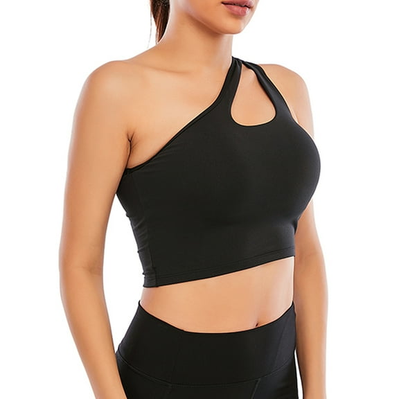 Tinglu Sport Bra Women Sexy One Shoulder Underwear Lightweight Sportwear Vest