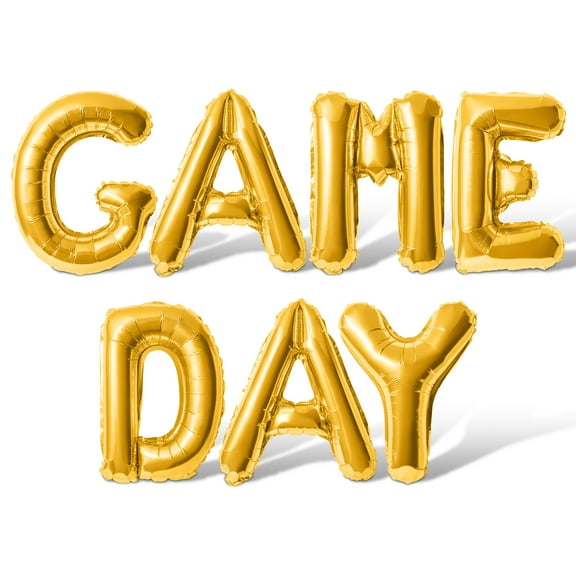 Letter Balloons - GAME DAY 16" Inch Alphabet Letters Foil Mylar Balloon Game Day Party Banner (Gold)
