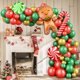 thumbnail image 3 of Arco de globos navideños rojo y verde, 67 piezas con globos de helio de Metal blanco y dorado, molino de viento y globo de aluminio de hombre de jengibre para, 3 of 4