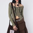 thumbnail image 4 of Camiseta Camisa ajustada para mujer Traje ajustado con estampado de remolinos y top corto (verde M) Ygjytge Verde T M para Mujer, 4 of 6