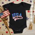 thumbnail image 2 of EnJoCho Toddler USA Letter Romper Baby Kids Unisex 4th of July Prints Short Sleeve Crewneck Bodysuit Independence Day Solid Black White Jumpsuit Summer Casual Home Crawl Cloths, 2 of 7