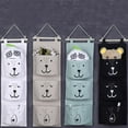 thumbnail image 5 of 24x8 Inch 3 Pocket Hanging Storage Organizer Foldable Cotton Fabric Wall Pouch for Bedroom Dorm and Kitchen Accessory Management System, 5 of 5