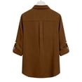 thumbnail image 7 of LNWUY (S-5XL)Womens Plus Size Linen Shirts Casual Roll Up Long Sleeve Button Dowm Collared Blouses Loose Fit Lightweight Tunic Tops Brown XXXXL, 7 of 7
