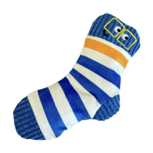 Juguete de peluche para cachorro de perro, calcetines de peluche, mordedor, regalo de cumpleaños, juguete interactivo divertido con chirrido, mascotas Azul