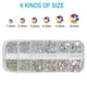 thumbnail image 2 of Kit de diamantes de imitación, gemas para uñas, piedras preciosas con parte trasera plana, con caja organizadora de almacenamiento/pinzas para cera, 6 tamaños (1,5-4,5 mm), 2 of 5