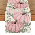 thumbnail image 1 of Camino de mesa de otoño con calabazas naranjas y eucalipto, decoración para mesa de comedor de cocina de Acción de Gracias otoñal para decoración de fiesta en el hogar, 13 x 72 pulgadas, 1 of 5