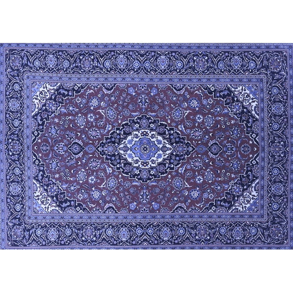 Ahgly Company Machine Washable Indoor Rectangle Medallion Blue Traditional Area Rugs, 5' x 8'