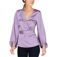 thumbnail image 1 of INC Blusa cruzada con mangas tipo blusón para mujer, Púrpura, Mediana, 1 of 1