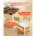 thumbnail image 3 of KFFKFF Kids Table and 2 Chairs Set with Storage, Wooden Toddler Table and Chair Set for Art, Craft, Reading, Learning, and Drawing, Includes Storage Space under Table and Chairs, Burlywood, 3 of 9