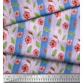 thumbnail image 2 of Soimoi Bleu Poly Georgette Tissu Feuilles & Imprimé Floral 1 Yard 52 Inch Wide, 2 of 5