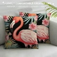 thumbnail image 3 of JEUXUS  Summer Flamingo Decorative Throw Pillow Covers Pink Bird Tropical Palm Leaves Flower Porch Patio Outdoor Pillowcase, Bless This Home Sweet Home Stripes Cushion Case Decor, 3 of 5
