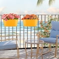 thumbnail image 4 of 3 Pack Large Metal Hanging Flower Pots, Outdoor Hanging Planters for Balcony Railing, Removable Hooks & Drainage Holes, Decorative Plant Pots for Fence, Patio, Garden, 4 of 8