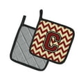 thumbnail image 2 of Letter C Chevron Maroon and Gold Pair of Pot Holders, 2 of 2