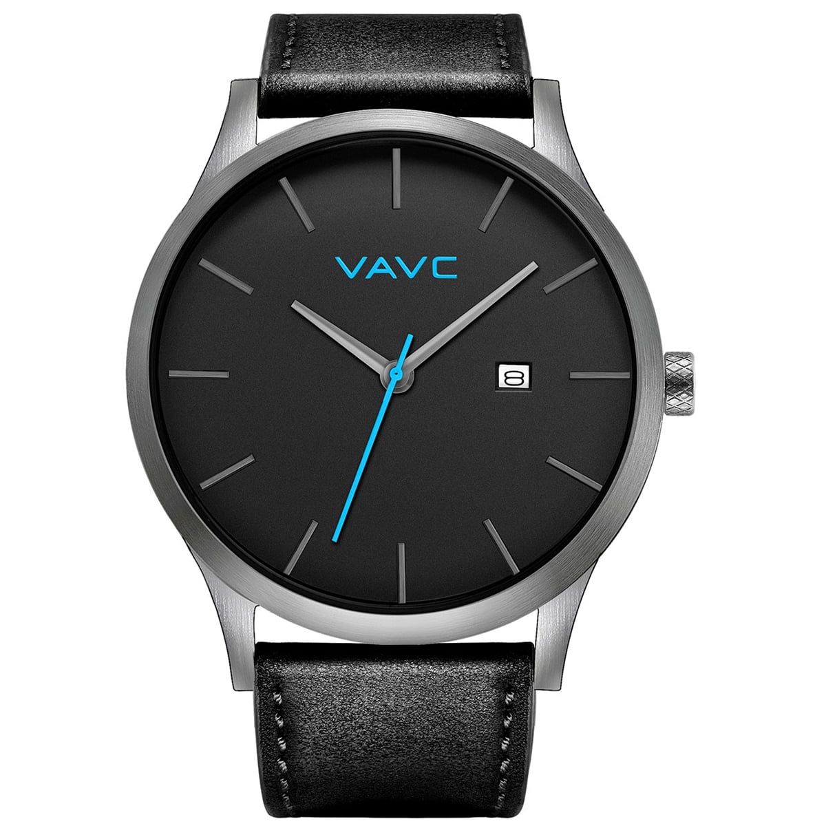 VAVC Mens Casual Watches Leather Band Analog Quartz Simple Watch for