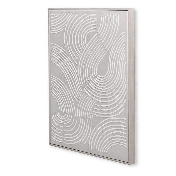 Miluhome Aesthetic Canvas Framed Wall Art Gray White 28''x20''Abstract Modern Office Wall Artwork Decor for Living Bedroom