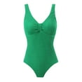 thumbnail image 4 of Busydd Swim Suits for Women Tummy Control One-Piece Swimsuits Solid Color Pleated Monokini Swimsuits for Women Deep V Neck Ribbed Bathing Suits, 4 of 6