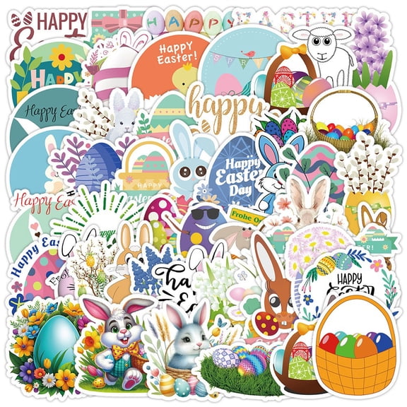 Easter Theme Decorative Stickers Pack for Scrapbooking Water Bottles Laptops Journals Cards DIY Crafts Holiday Party Supplies