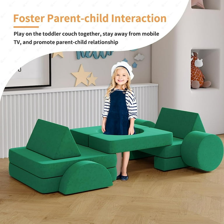 13Pcs Kids Couch Wanan Toddler Couch Kids Sofa Couch Kids Fold Out Couch for Playroom Bedroom Modular Couch for Boys and Girls Play Couch Sofa for