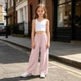 thumbnail image 4 of CPNG Girls Sweatpants Elastic High Waist Straight Wide Leg Baggy Pants Loose Fit Lightweight Breathable Street Style Casual Pants, 4 of 6