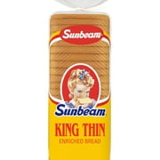 Sunbeam King Thin Bread, 20 oz, White White Bread, Bag