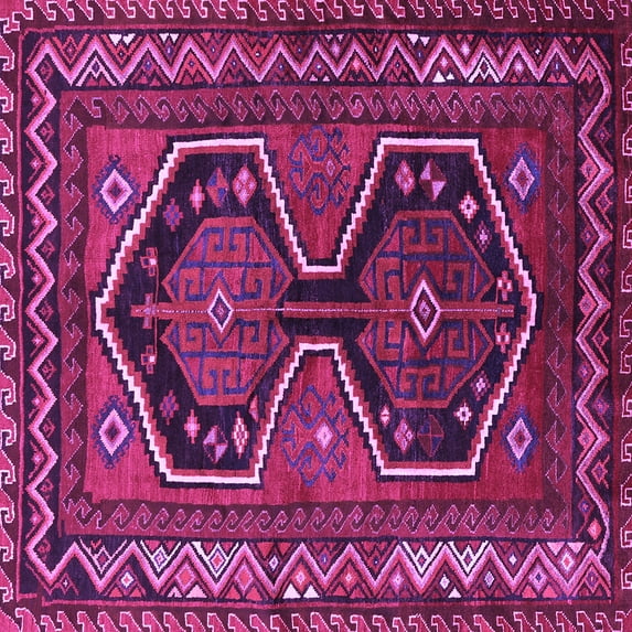 Ahgly Company Indoor Square Persian Purple Traditional Area Rugs, 5' Square