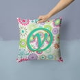 thumbnail image 2 of Monogram Letter Flowers Fabric Decorative Pillow, 2 of 4
