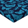 thumbnail image 2 of Ambesonne Blue Fitted Sheet, Hand Drawn Butterflies, Full Size, Pale Blue and Dark Blue, 2 of 3