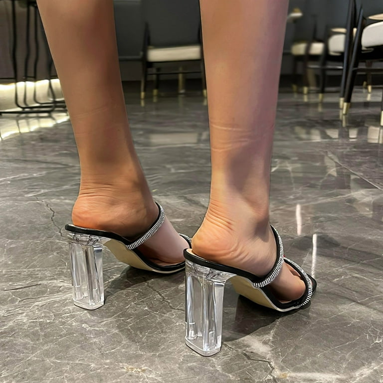 Lucite mule heels 2025