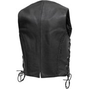 First Mfg Co - Trinity - Womens Motorcycle Biker Riding Black Leather Vest - Extra Large - Side Lacing