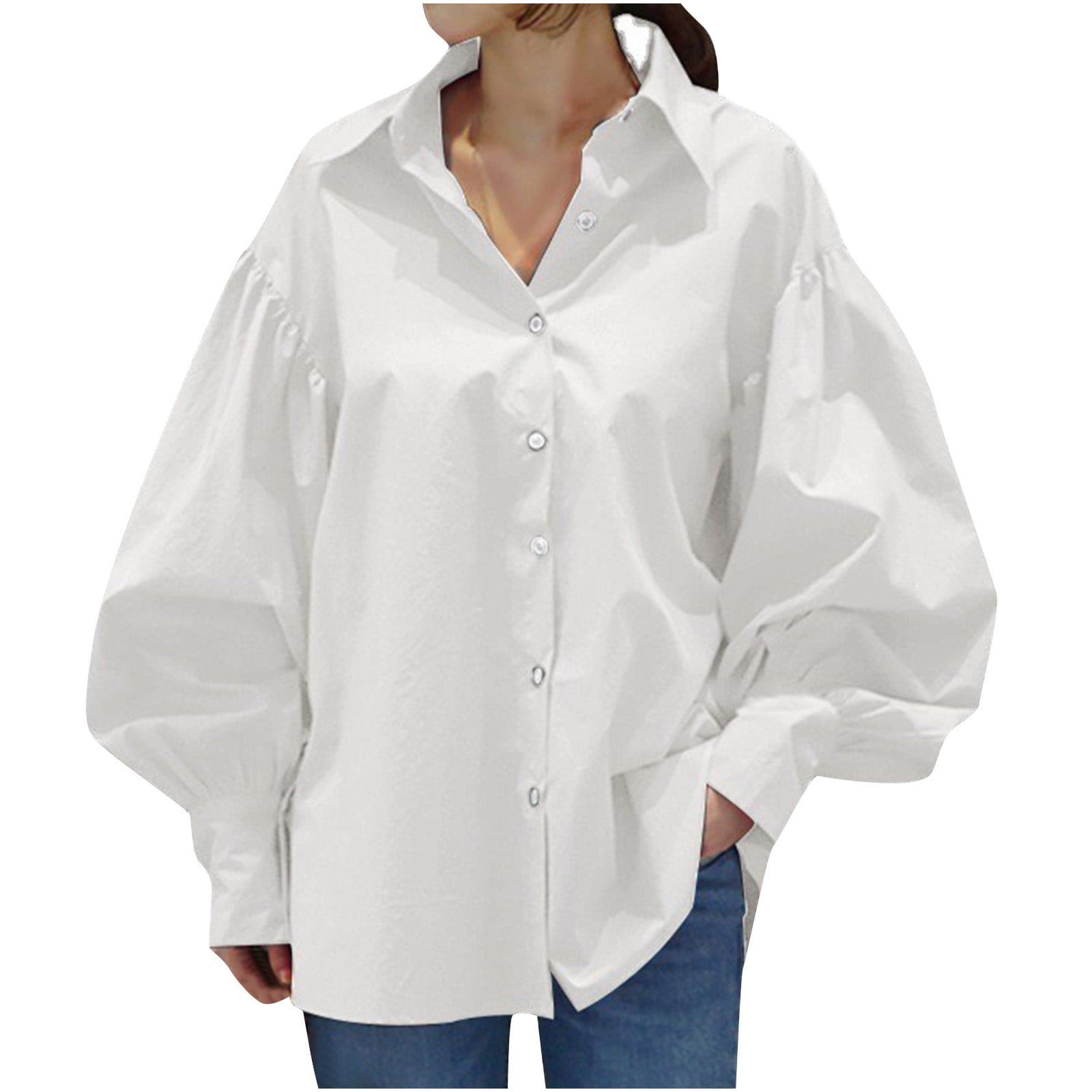 Comfy Button Down Collared Solid Flowy Hide Belly Long Shirt Long