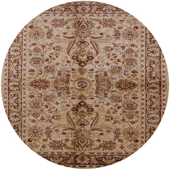Ahgly Company Indoor Round Mid-Century Modern Light Copper Gold Oriental Area Rugs, 8' Round