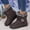 Brown, variant on Women Winter Snow Boots, Windproof Non-Slip Thermal Casual Mid-Calf Boots Navy Size 5.5