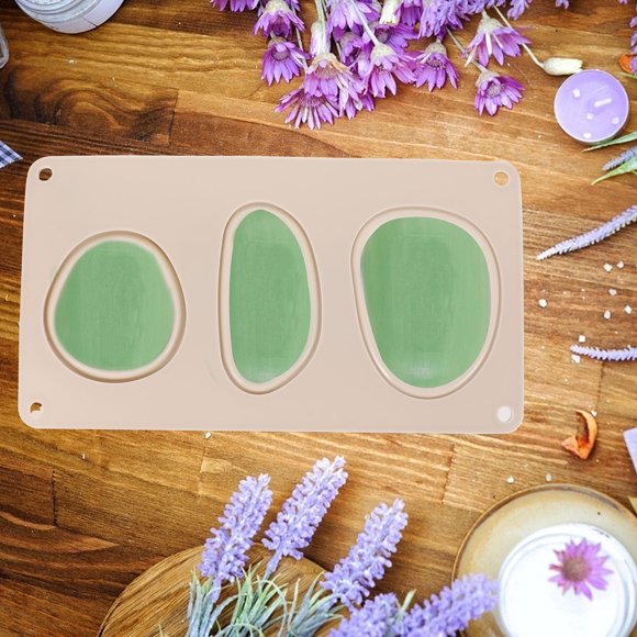 MERRYHAPY 1Ud Ovalado De Silicona Para Jabón DIY Color Beige Con Tres Cavidades Reutilizable