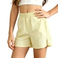 thumbnail image 3 of LJEFF Girls Elastic Waist Shorts, 4-Way Stretch Quick Dry Lightweight High Waist Shorts for Kids Yellow Size 10 Years, 3 of 8