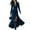 Blue, variant on Women's Long Sleeve Button-Up Extra-Long Dress Wrap Asymmetrical Ruffled High-Low Western Elegant Denim Dress for Winter Themed Parties,Coffee,M
