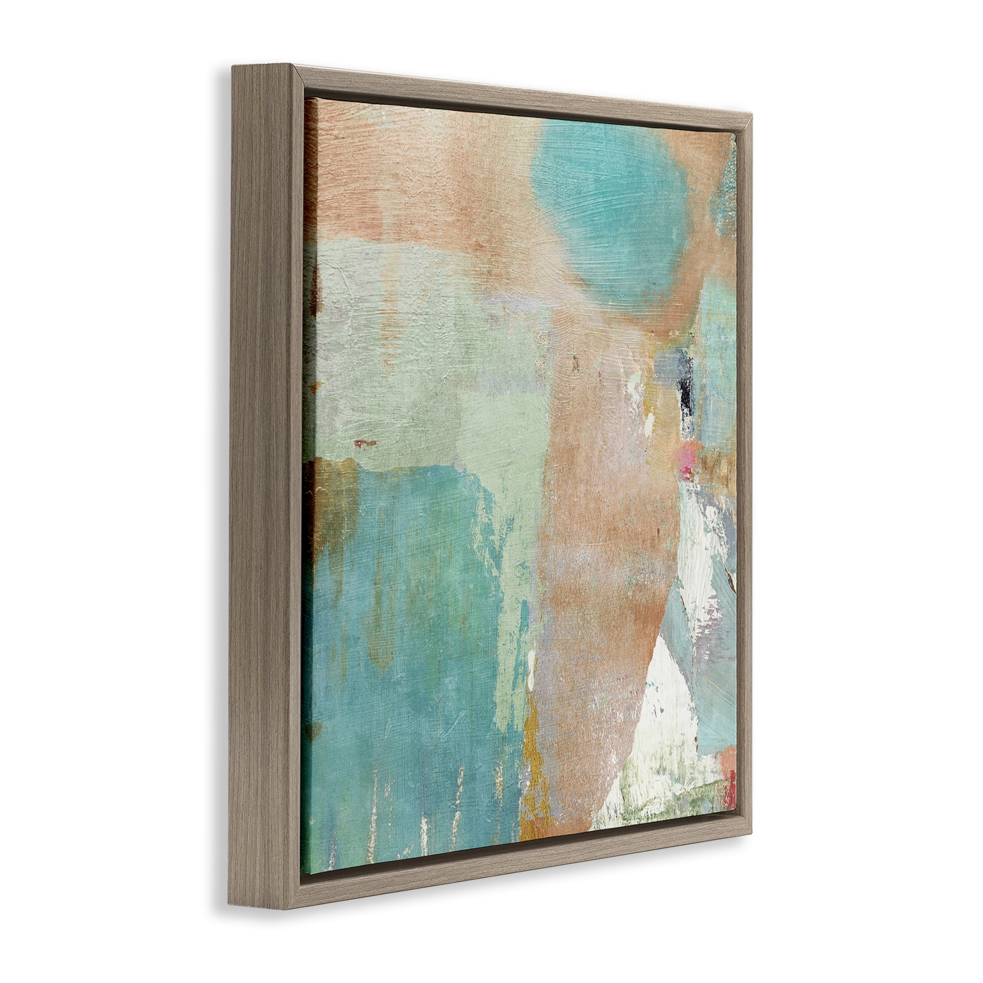 Stupell Industries Rustic Paint Strokes Abstract Painting Brown Floater Framed Canvas Art Print Wall Art, 18 x 18