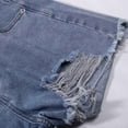 thumbnail image 6 of HXWCHs Women Bootcut Jeans Distressed Denim Shorts High Waist Casual Ripped Hem Streetwear Style Summer Everyday Wear Versatile Comfortable Outfit S Blue, 6 of 8