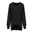 thumbnail image 4 of miqiqism Womens Comfy Waffle Knit Tops 2024 Fashion Long Lantern Sleeve Sweatshirts Juniors Casual Solid Color Blouses V Neck Oversized Tunic T Shirts,Black,Medium, 4 of 6