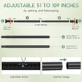 thumbnail image 6 of VEGCOO Adjustable Tension Curtain Rod 45-109 Inches, Heavy Duty Spring Loaded Shower Curtain Rod, No Drill or Screw Fixed for Bathroom, Window, Patio, Black(without Bracket), 6 of 9
