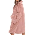 thumbnail image 4 of IROINNID Women's Winter Warm Mid-Long Coat Solid Color Front Open Overcoat Long Sleeve Outwear, Pink, 4 of 9