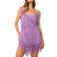 thumbnail image 1 of Gupgi Robe à Franges Scintillante pour Femmes, Dos Nu, Mini-Robe à Paillettes, Robes de Fête et de Cocktail, 1 of 7