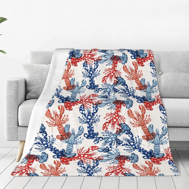 Balery Red Lobster Manta de Felpa Suave y Acogedora – Cobija de Franela Aterciopelada para Cama, Lavable y Cálida para Sofá, Mascotas, Transpirable-40"x30"