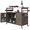 Dark Brown (NO bar stools), variant on Outdoor Kitchen Island, Rolling Bar Cart & Storage Cabinet, Farmhouse Solid Wood Outdoor Grill Table with Stainless Steel Top, Spice Rack , Towel Rack for Kitchen & BBQ , Natural