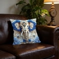 thumbnail image 3 of Specollect 2 Pcs Vintage Elephant Print Pillow Cover, Soft Short Pile Cushion Cover for Sofa and Living Room Decor, Blue Decorative Throw Pillowcase, 3 of 8