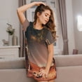 thumbnail image 3 of Easygdp Astronaut On Mars A Camisón de manga corta para mujer, informal, estampado, 3 of 6