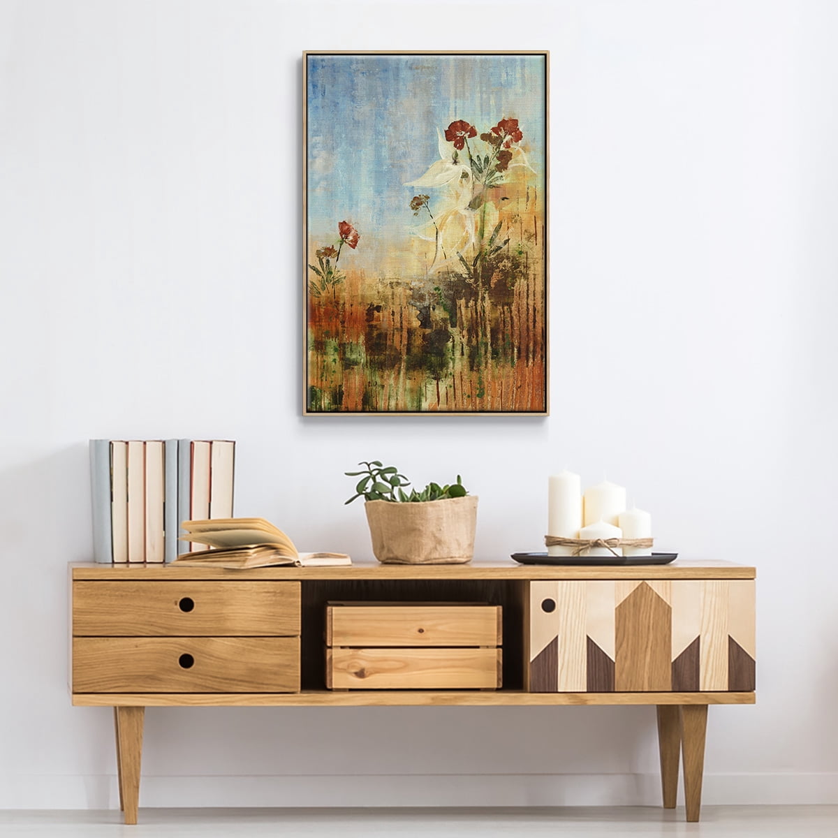 Dedicated to Spring Framed Premium Gallery Wrapped Canvas - Ready to Hang - 27 x 41 - Natural Wood Floating Frame